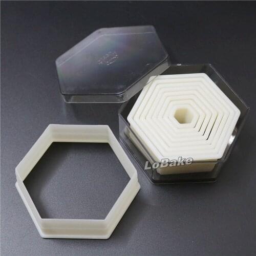 9pcs/set) Flat Hexagon Shaped High Grade Nylon Plastic biscuit mold Fondant bread Cake sweets and candy baking and pastry tools