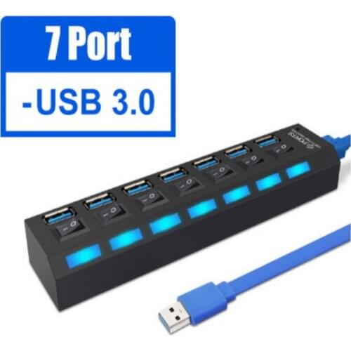 7 Ports hub multi-interface Multiple Plastic Hub Splitters Use Power Adapter Computer Accessories Hub for PC USB 2.0 Splitter