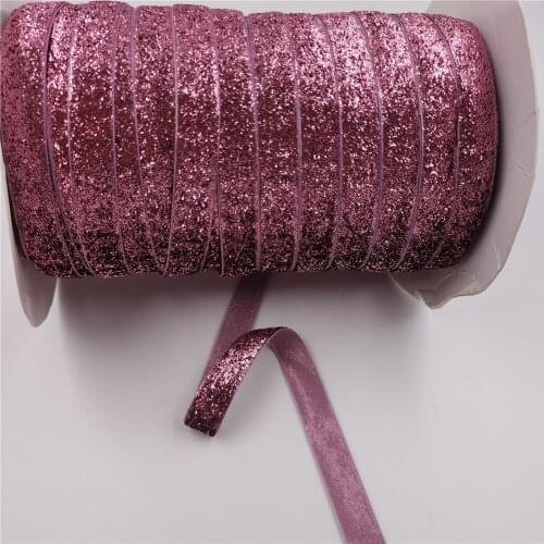 16MM Rose Color Sparkle Glitter Metallic Velvet Ribbon for Headband Clips Bow Wedding Decoration DIY Craft Sewing