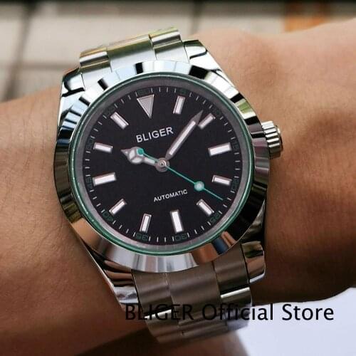 BLIGER Hot Polished Mechanical Automatic Men Watch Sapphire Glass Mental Band MIYOTA Movement