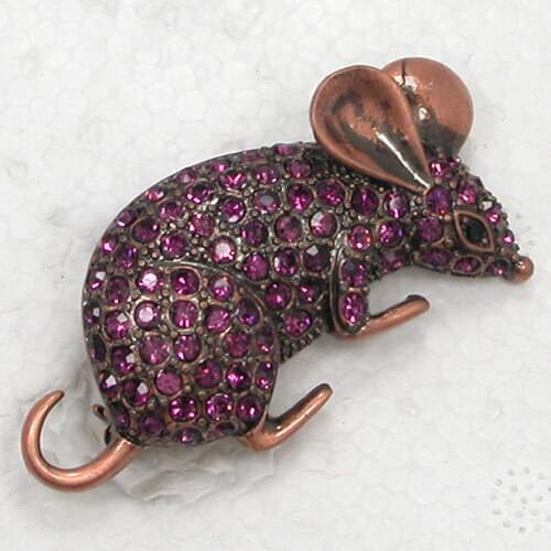 Purple Rhinestone Mice Mouse Pin brooches C940 D3