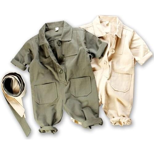 Baby Girl Long Sleeve Tooling Jumpsuit Kids Clothes Girls Korean Siamese Robe Romper Children Clothing Climbing Suit Outfits