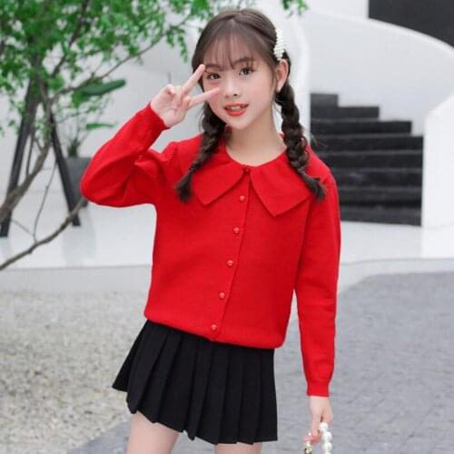 2020 School Girls Knitted Sweater Girls Cardigan Toddler Teenager Cardigan Long Sleeve Children Outerwear Kids Sweater Jacket