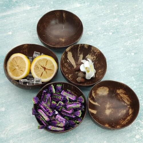 Natural Coconut Bowl Ice-Cream Tapas Bowls Cutlery Dessert Containers Food Fruit Salad Shell Bowl Decorative Crafts