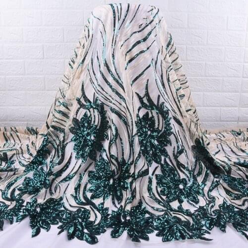 2019 Latest French Sequins Lace Fabric Heavy Embroidery African Golden Lace Fabric For Party Wedding Sequined Lace MaterialF1737