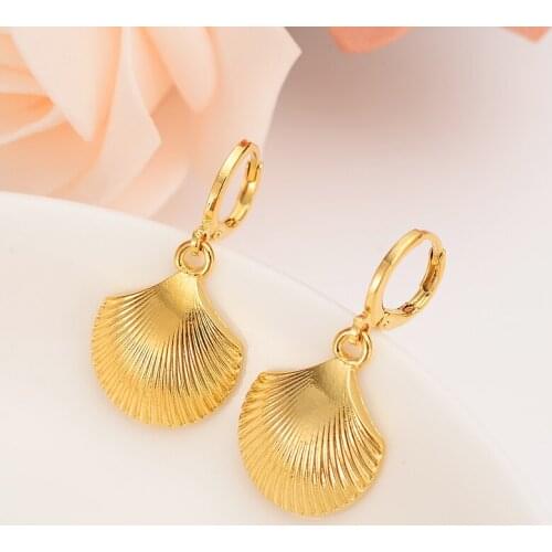 Cute shell big size lovely dangle Earrings for Women gold Africa heart Jewelry Bijoux DIY charms kids gilrs earrings gifts PNG
