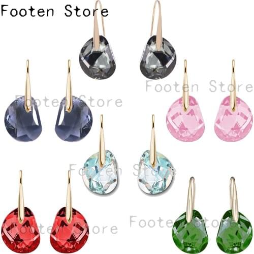 Fashion jewelry high quality new swa1:1 pea shaped crystal with perforated earrings and charming female earrings