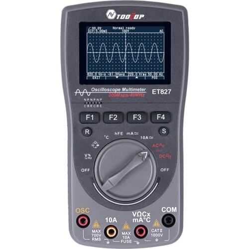 ET827 Digital Oscilloscope Handheld Multimeter Overload Protection Measurement 200Msps Tools HD Screen 2 In 1