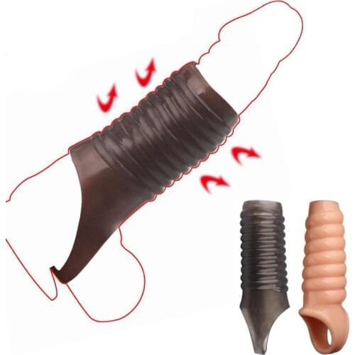 Soft Penis Extender Condom Men Cock Penis Sleeve Ring on Penis Reusable Condoms Spines Sex Penis Enlargement Sex Toys for Male