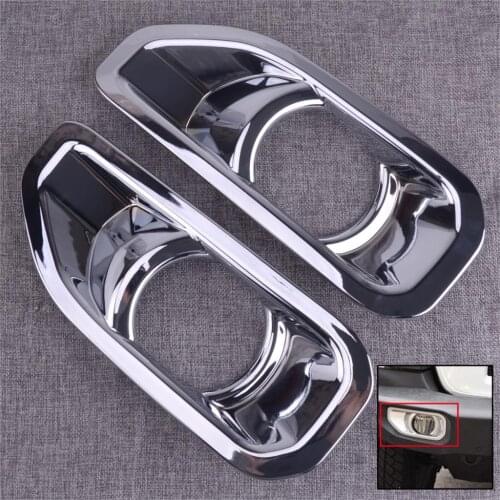 1 Pair Car Front Fog Lamp Light Trim Cover ABS Chrome Fit For Jeep Wrangler JL 2018 2019 Accessories