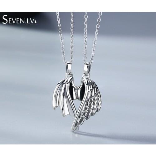 Angel and Devil Wings Couple Necklace fashion magnet attracts charm jewelry leather rope chain necklace lover gift for women men