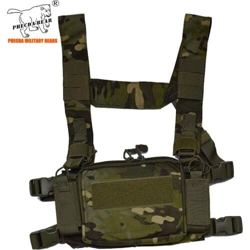 PHECDA TACTICAL GEAR outdoor water resistant 500D Nylon 5.56 magazine pouch tactical chest rig MCTP camo paintball chest rig ba