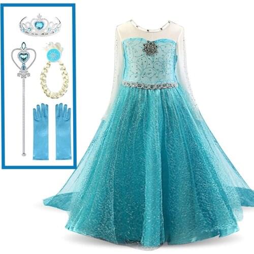 Princess Dress Elsa Girl Clothing Anna Dress Summer Cosplay Snow Queen Vestido Kids Cosplay Childrens Costumes Birthday Party