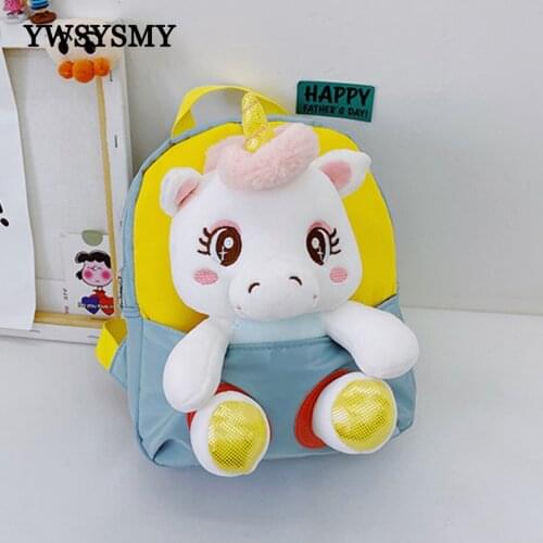 Mini Cartoon Plush Unicorn Backpack Kids School Bag Kawaii Backpack Girls Kindergarten Backpack Toddler Baby Children School Bag