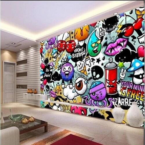 Custom baby Self Adhesive wallpapers colorful graffiti murals for childrens rooms living room backdrop 3D murals Waterproof