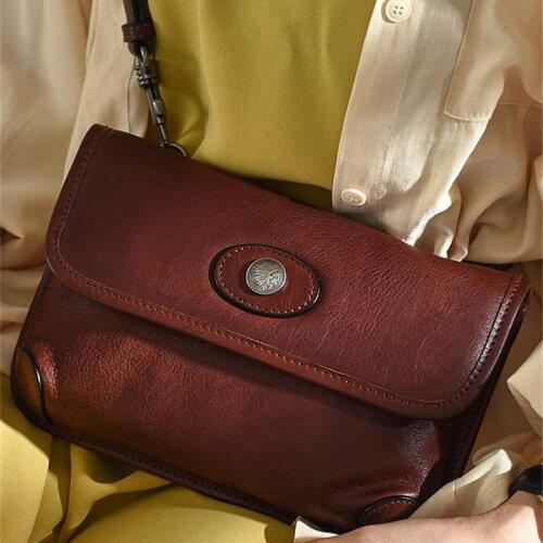 Fashion luxury retro ladies Genuine leather small messenger bag natural real cowhide daily party oneshoulder messenger bag