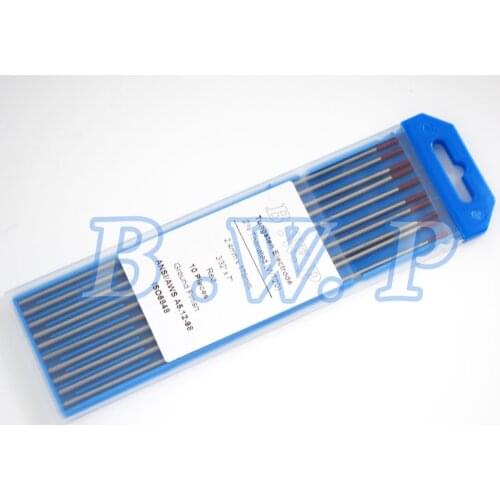 WT20 2% Thoriated Ground Finish Tungsten Electrode Red Tip Size 2.4*175mm 3/32"x7" 10Pcs