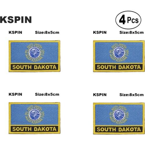 South Dakota Rectangular Shape Flag Iron on Saw on Patches Embroidered Flag Patches National Flag Patches for Clothing