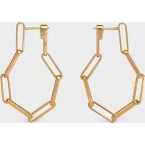 Stainless medical steel chain link dangle gold earrings for women back push french style