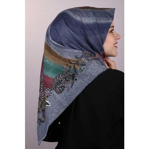 ZÜMRA PATTERNED LINEN FLAMLI SCARF-DESEN-01-RENK-12
