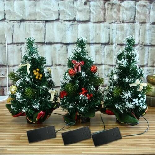 1pcs/lot Mini Christmas Tree With LED String Ball Snow Decorate 30cm Home Ornament Table Dressing Festival Supplies For Party