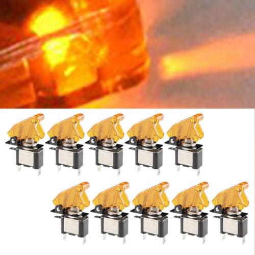 10 X 12V 20A Yellow red blue green white Cover LED Light Rocker Toggle Switch SPST ON/OFF Car Motor
