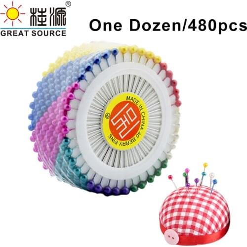 3.5cm Metal Pin Colorful Bead Head Fix Pin Decoration Pins 40pcs Per Group (12 Groups/Pack