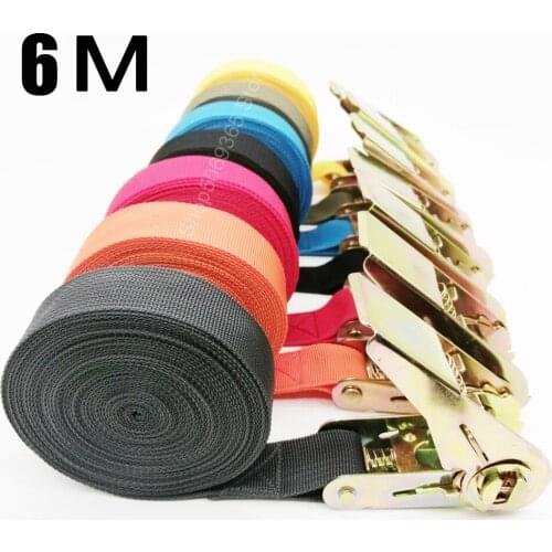 6M Car Tension Rope Motorcycle bike Lashing Rope Cargo Strap Tension Rope Tie Down Strap Strong Ratchet Belt for Luggage Bag