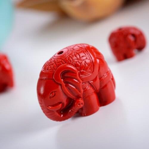 8PCS Fashion Red Organic Cinnabar Elephant DIY Bead Jewelry Bracelet Accessories Charm Jewellery Hand-Carved Amulet