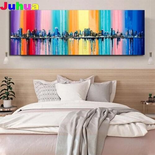 Large Abstract City Building 5d Diy Diamond Painting Cross Stitch Full Drill Mosaic diamond Embroidery Scenery Pictures