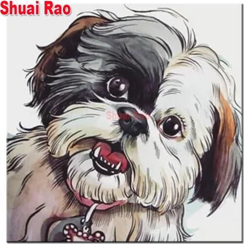 Shih tzu diamond painting full square 5d diy diamond embroidery rhinestone mosaic animal crystal painting cute pet decor