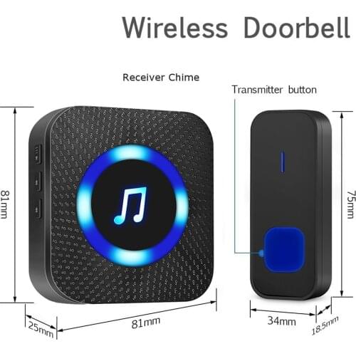 Wireless Door Bell Doorbell Remote Control 1 Receivers 55 Chimes 300M Ranges