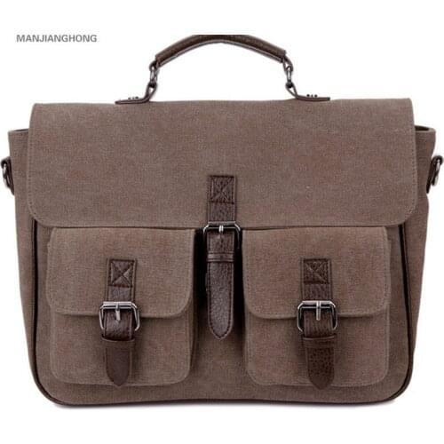 Business Bag Portfolio Men Office Bag Male Canvas Briefcase Attache Case Document Tote Vintage Leather Canvas Men Briefcase