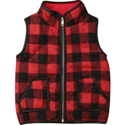 Baby Autumn Winter Clothing Toddler Kids Baby Girl Plaid Vest Outwear Zipper Coat Waistcoat Warm Jacket Pocket Tops 1-6T