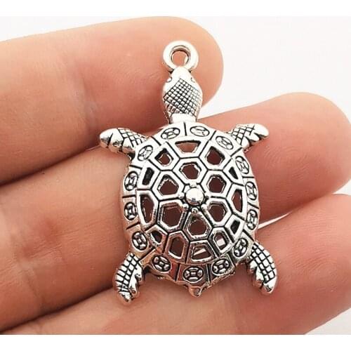 JINDINSP 4pcs 39x25mm Antique Silver Color Charm Turtle Pendants Large Turtle Charm Big Turtle Pendants