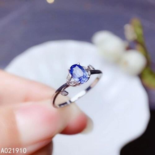 KJJEAXCMY boutique jewelry 18K gold inlaid natural sapphire womens ring support detection trendy