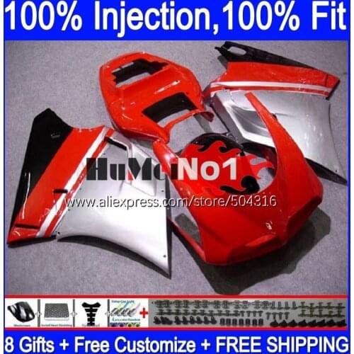 Injection Body For DUCATI 748 853 916 996 998 S R 94 95 96 97 98 99 122MC.108 748S 998R 1994 2000 2001 2002 Fairing silvery red