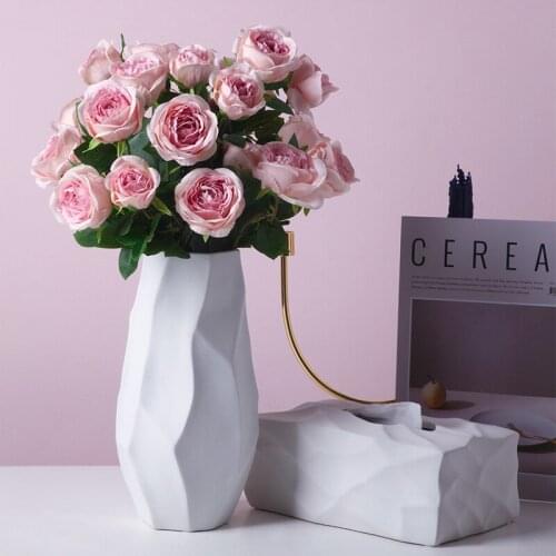 Nordic Creative Geometric Vase Plant Ceramic Living Room Flower Arrangement Vase White Table Art Wazony Home Decorations EB5HP