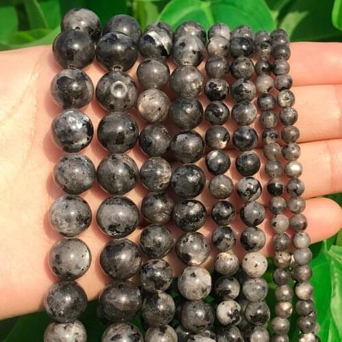 4/6/8/10/12mm Natural Stone Beads Labradorite Larvikite Round Loose Beads For Accessories Jewellery Making 15inch/strand