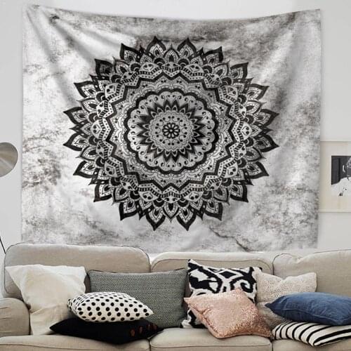 Mandala Flower Polyester Square Tapestry Wall Hanging Boho For Home Yoga Decor Decoration Wall Throw Carpet Mat Blanket Bed V0C5