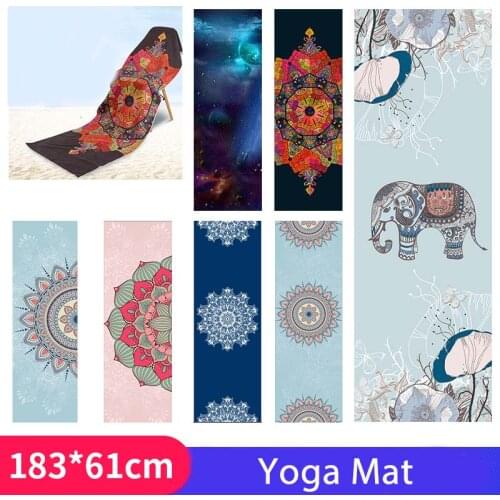Hot Yoga Mat Towel 185*61cm Printed Yoga Towel Non slip Fitness Workout Mat Cover For Pilates Gym Yoga Blankets