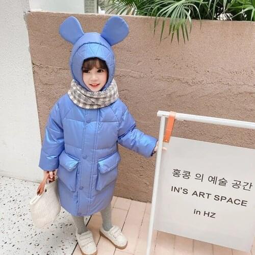 Fashion Hooded Down Parkas Children Solid Color Jackets Thick Warm Winter Outerwear Boy Girl Autumn Cute Clothing For 3-7 Years