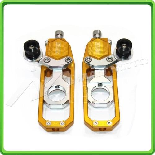 Motorcycle Chain Tensioner Adjuster with paddock bobbins kit for Suzuki GSXR1000 GSXR 1000 GSX-R1000 2007 2008 07 08 Gold&Silver