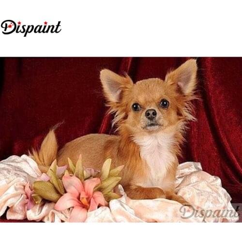 Dispaint Full Square/Round Drill 5D DIY Diamond Painting "Animal dog flower" 3D Embroidery Cross Stitch Home Decor Gift A10749