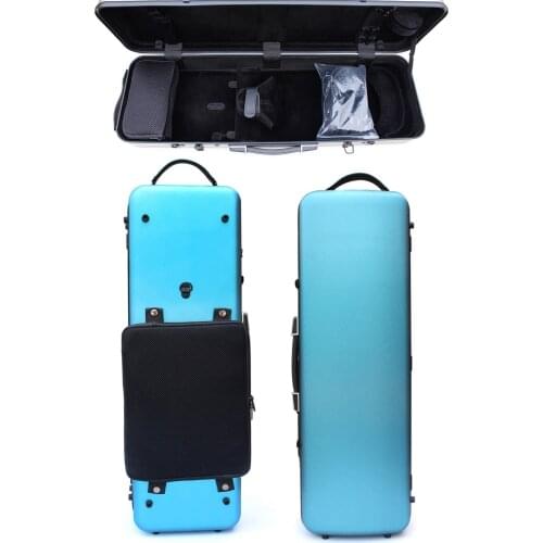 New 4/4 Violin Case Carbon Fiber Violin Box Strong Light Oblong Case Music Sheet Bag Protect Blue Color