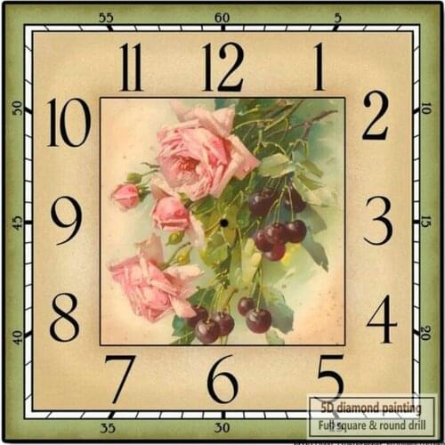 New 5d diy diamond painting wall clock rose full square / round rhinestone 3D mosaic embroidery home decoration 60x60cm