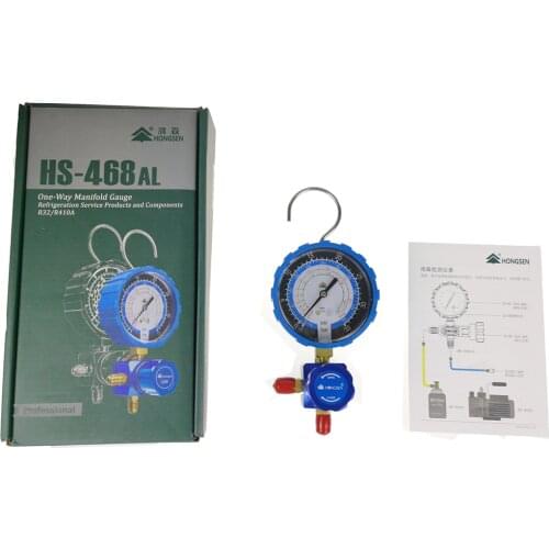 HS-468AL Low Pressure Single Meter With Valve Air Conditioning Dosing Meter 1-way Manifold Gauge For R410a R32 Refrigeration