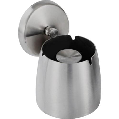Outdoor Indoor Stainless Steel Ashtray with Lid Cover Windproof Rainproof Non-Slip Cigarette Tray Box for Office Home
