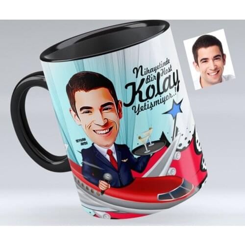 Personalized Host Caricature Of Black Mug cup-1