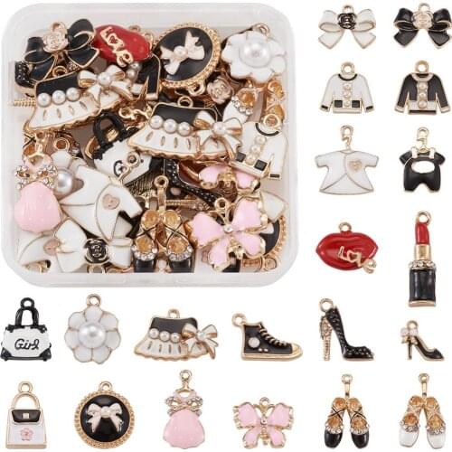 1Box Alloy Enamel Pendants Metal Charms for DIY Jewelry Making Necklaces Bracelets Mixed Color Mixed Shapes